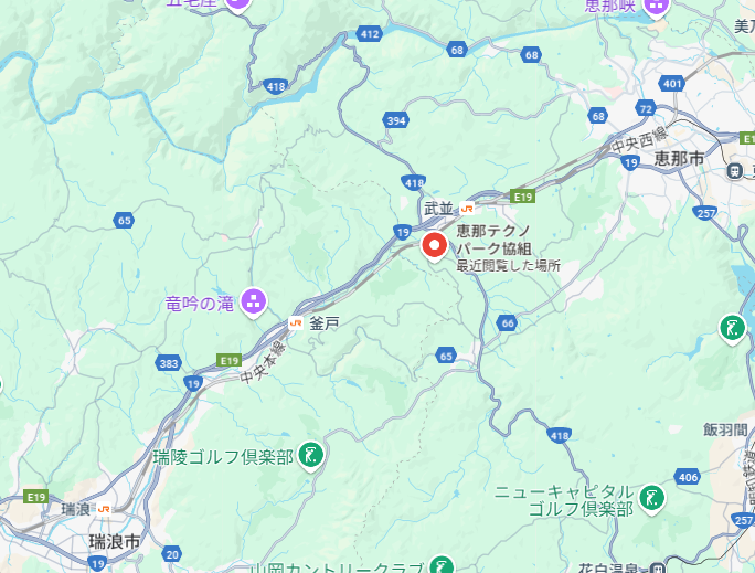 岐阜県中津川市西部テクノパークの設置候補地マップ