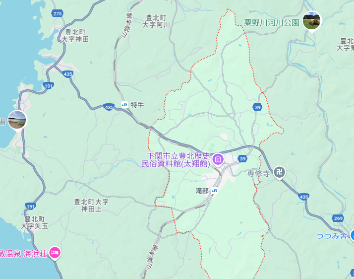 山口県下関市豊北町の設置候補地マップ